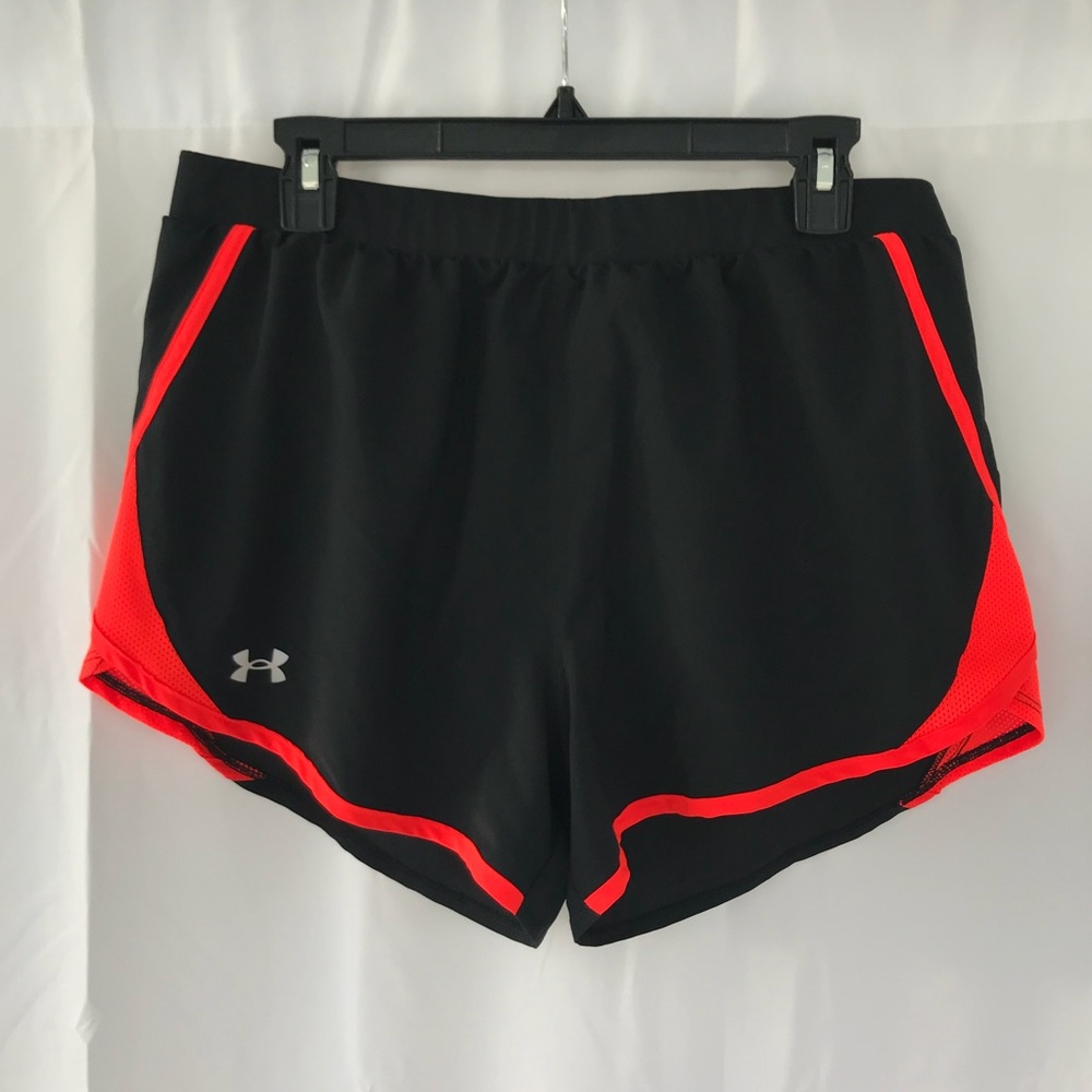 Under Armour Black and Neon Orange UA Fly-By 2.0 Shorts NWT